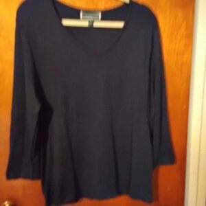 Karen Scott Women's Dark Blue Long Sleeve Tee